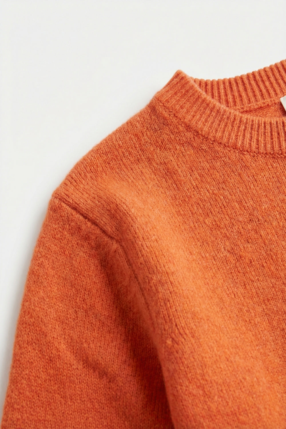 Orange Soft fluffy Knit sweater with Ruffled Sleeve Detail
