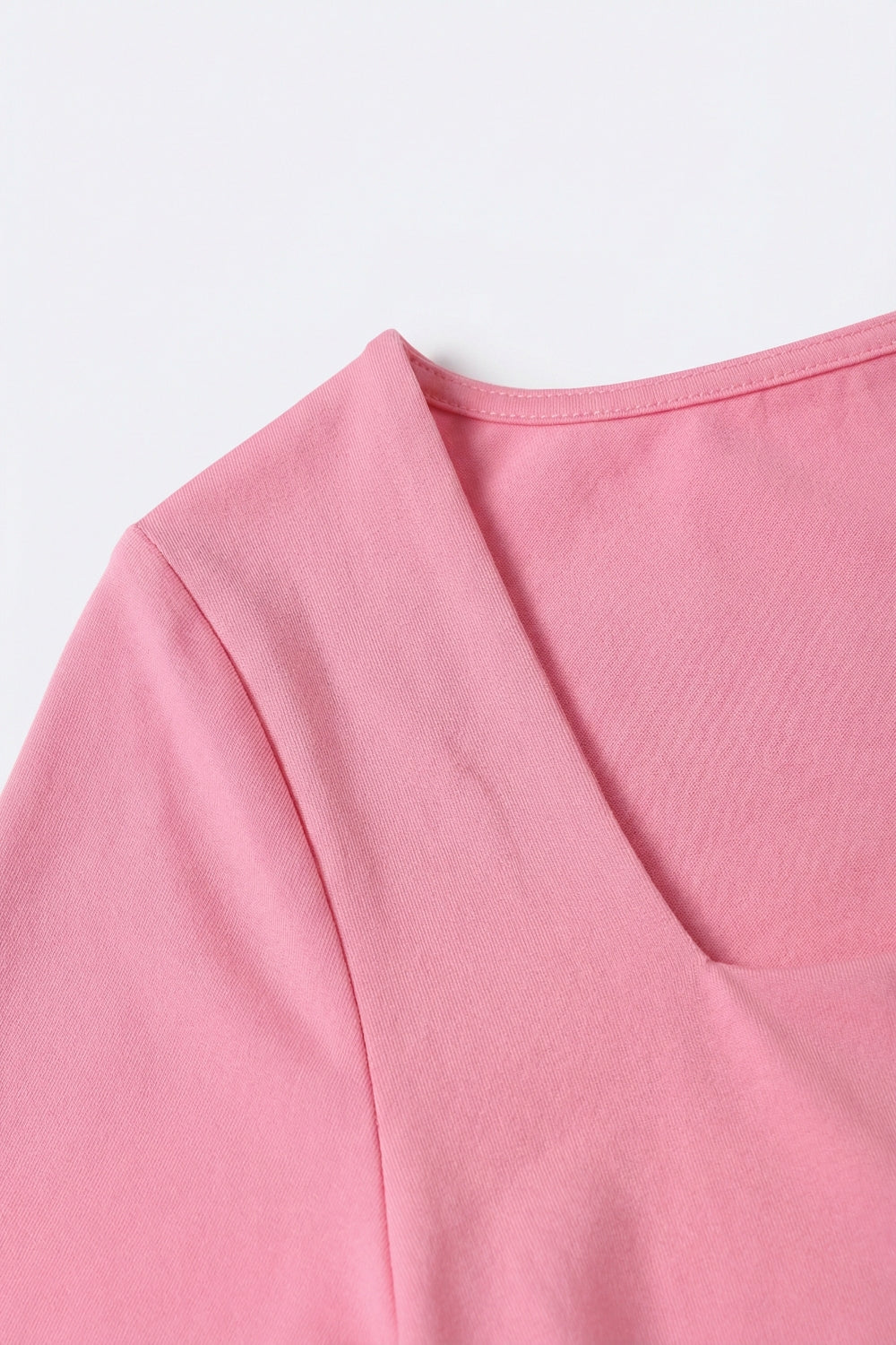 UNIKCOSA Pink Short Sleeve Square Neck Stretch Top