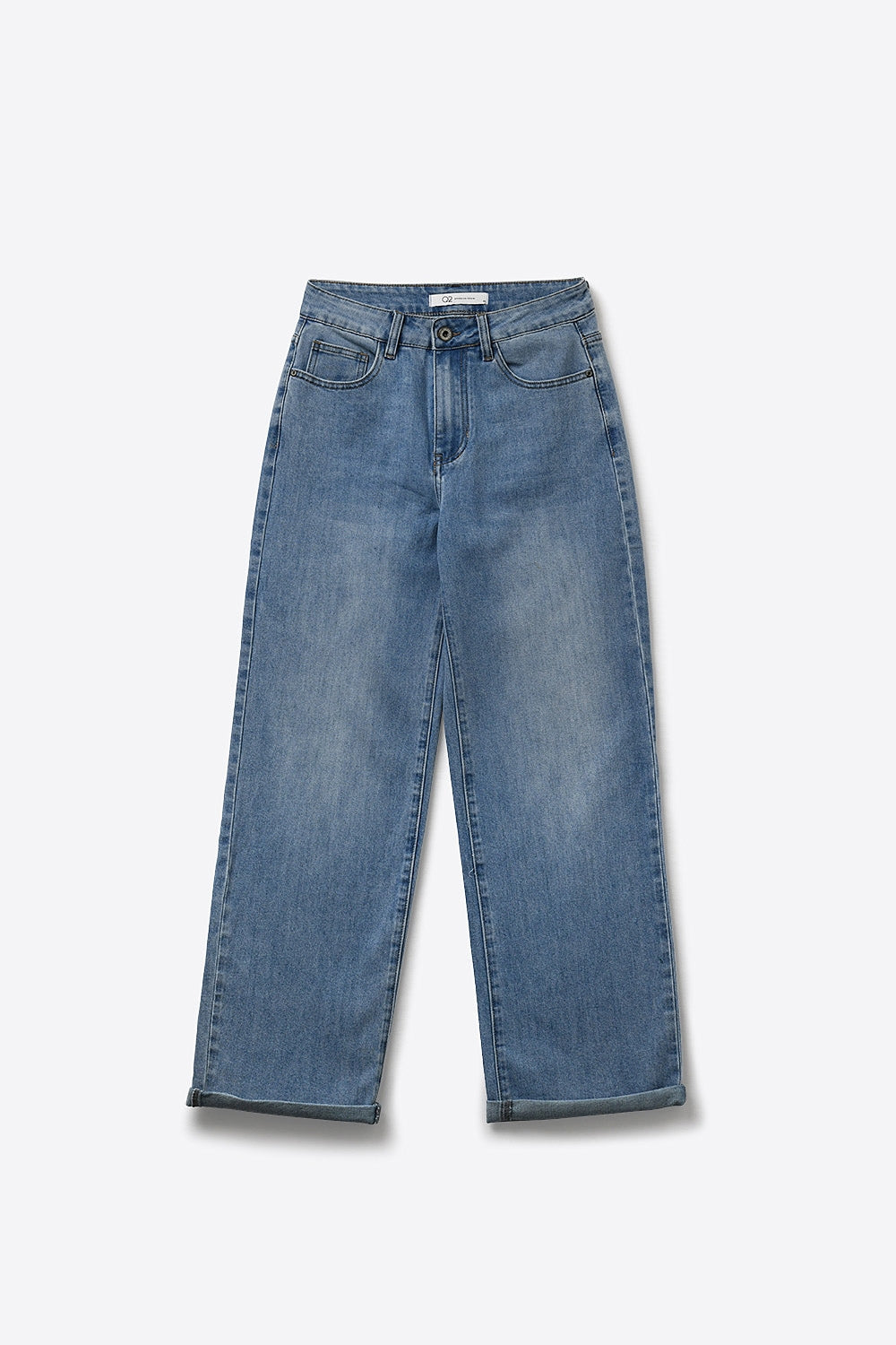 Classic Blue Straight-Leg Denim Jeans with mid waist