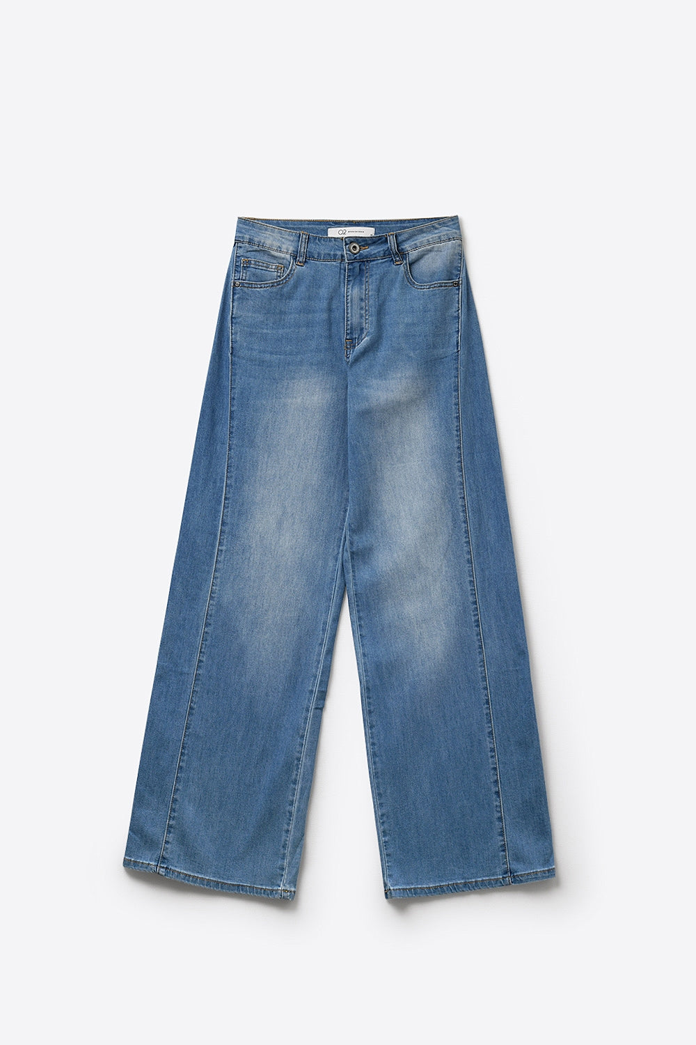 UNIKCOSA Blue Wide-Leg Light Wash Denim Jeans with side seams
