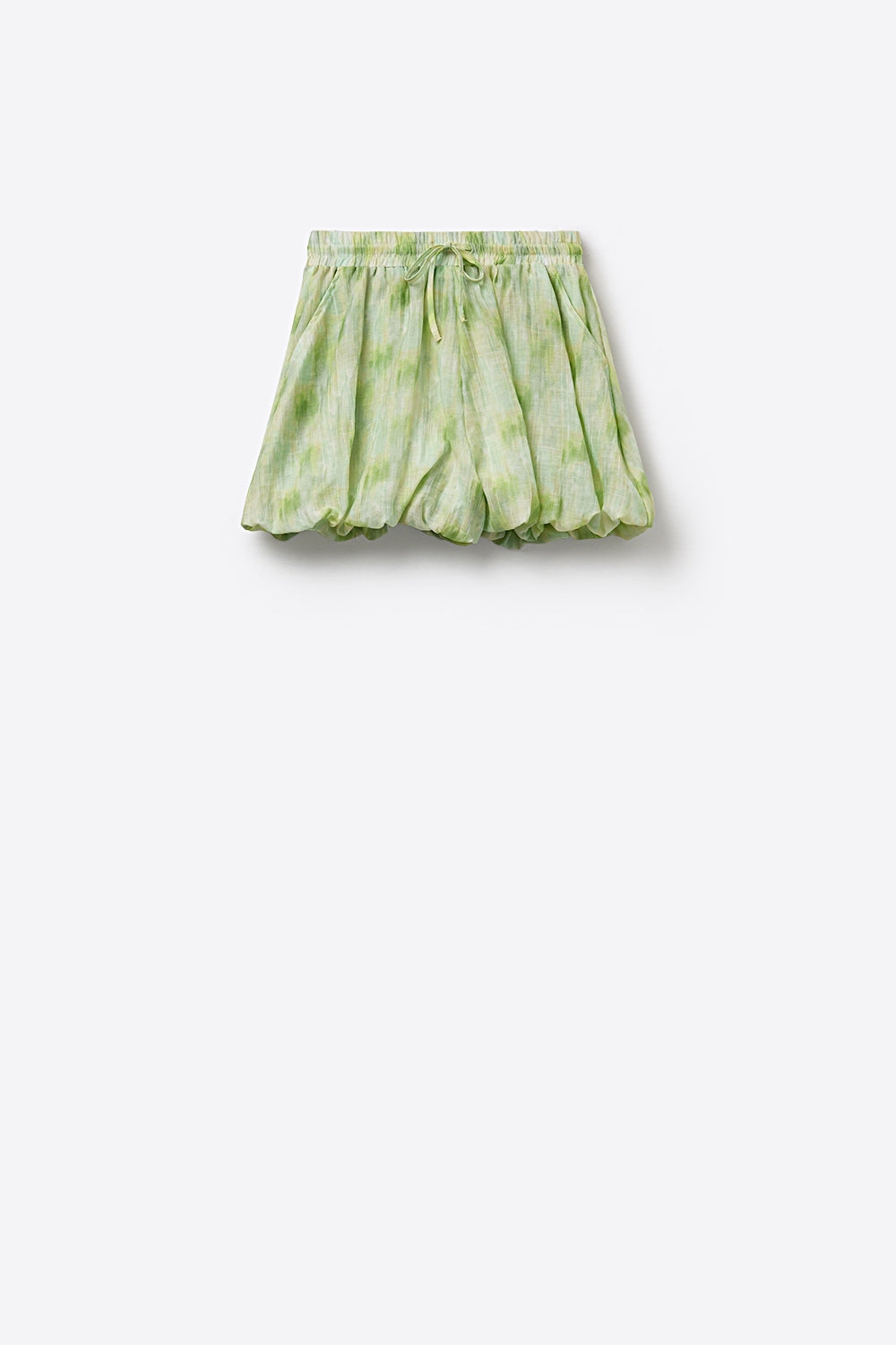 Tie-Dye Bubble Short with Elastic Drawstring Waist in lime color