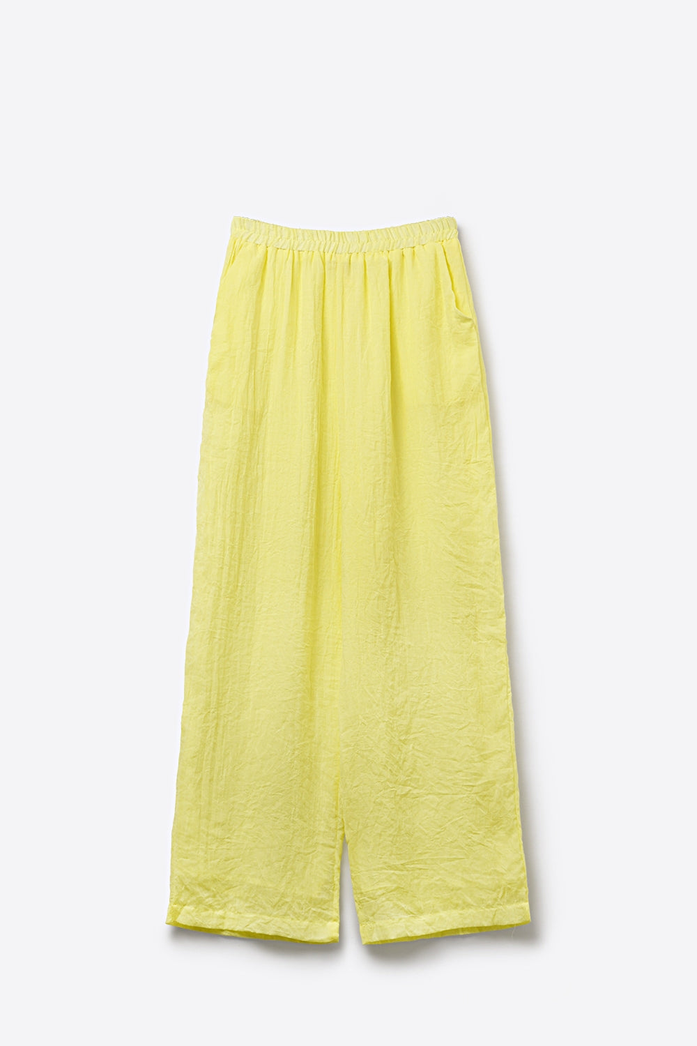 Yellow Wide-Leg Pants with sheer fabric