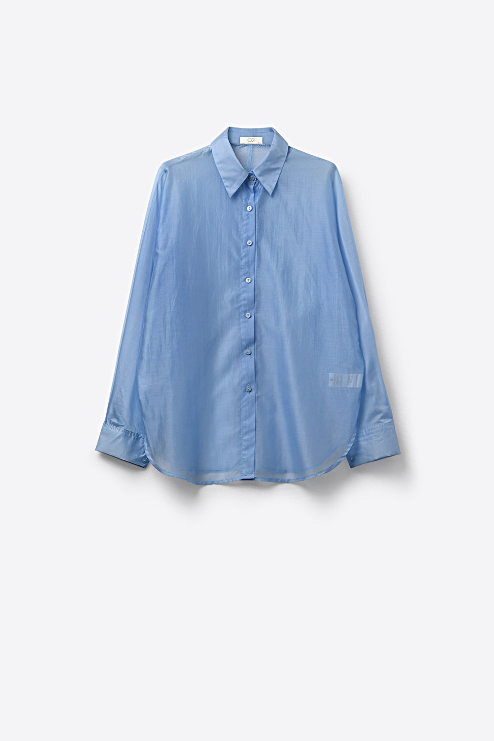 Sheer Sky Blue Button-Down Shirt with Relaxed Fit