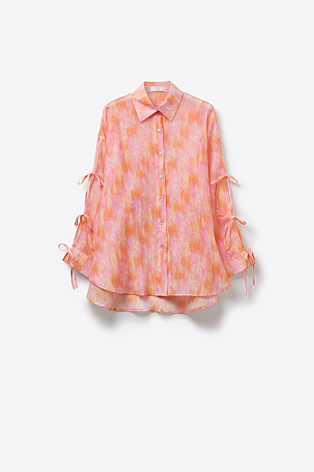 oversized Pink Tie-Sleeve Button-Up Shirt