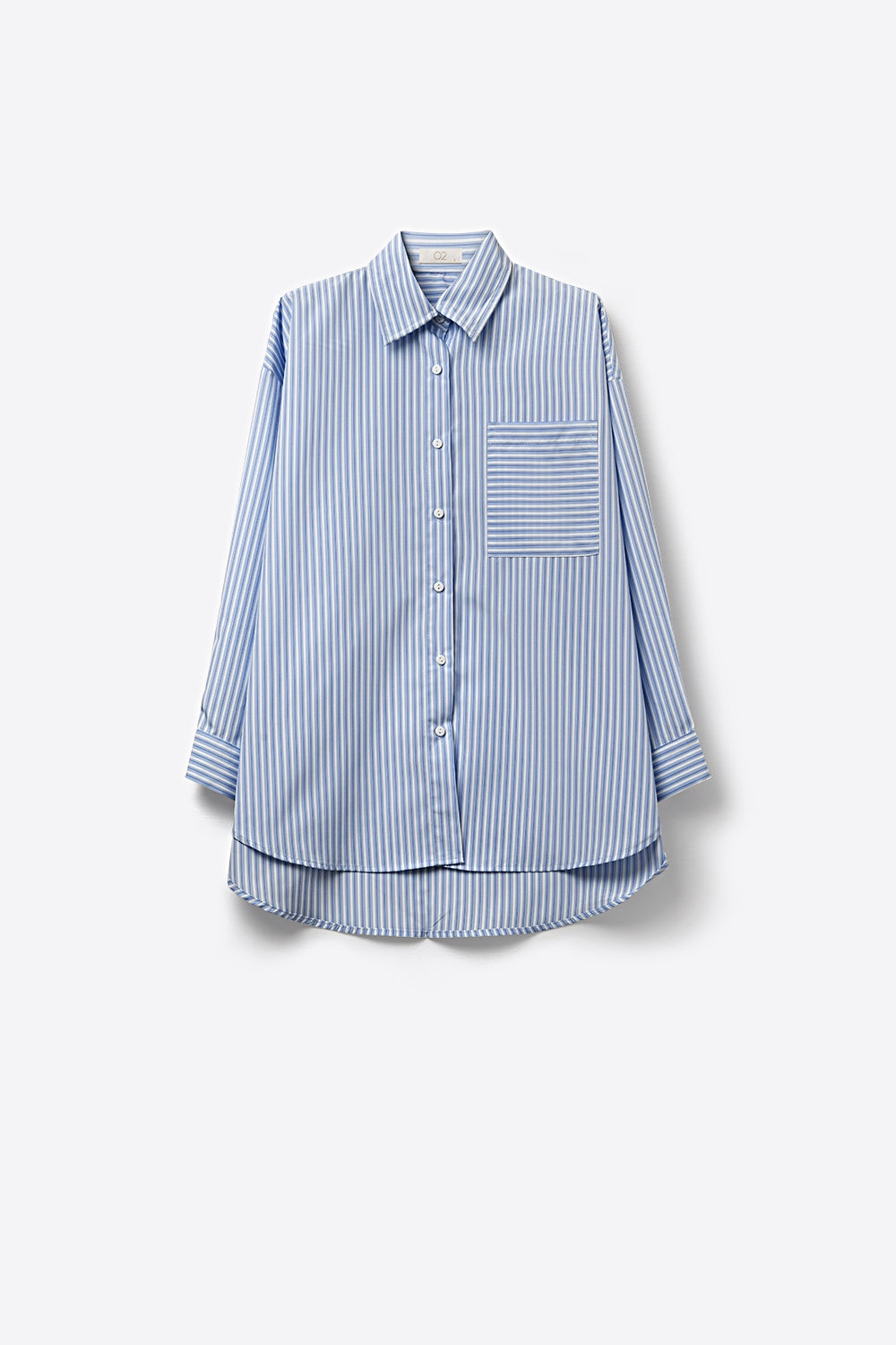 Light Blue Striped Relaxed Fit Button-Up Shirt