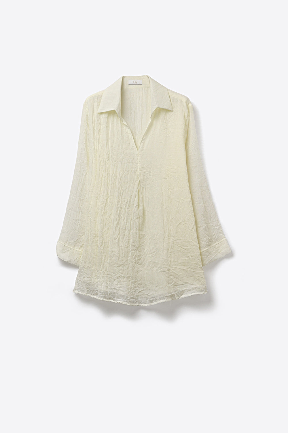 Cream Relaxed Fit Tunic Shirt with sheer fabric