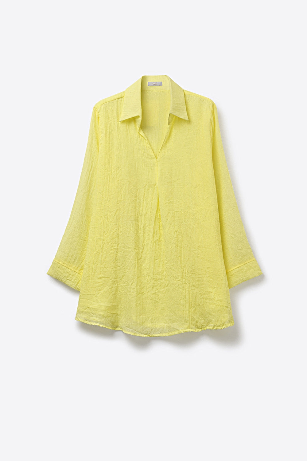 Yellow Relaxed Fit Tunic Shirt with sheer fabric