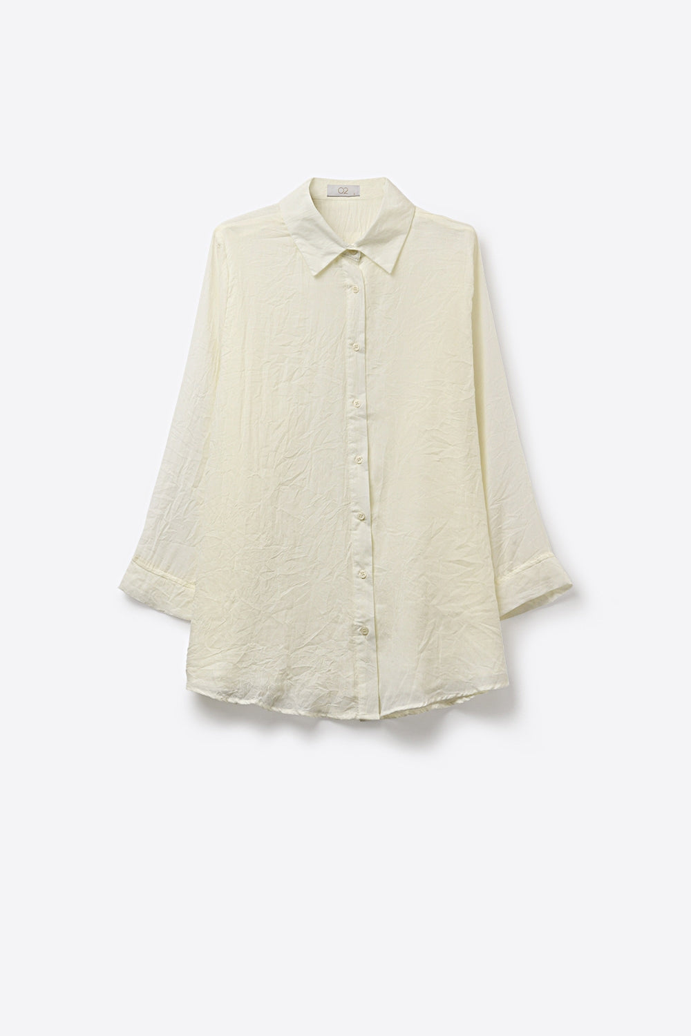 Lightweight Crinkled Shirt with Relaxed Silhouette in cream