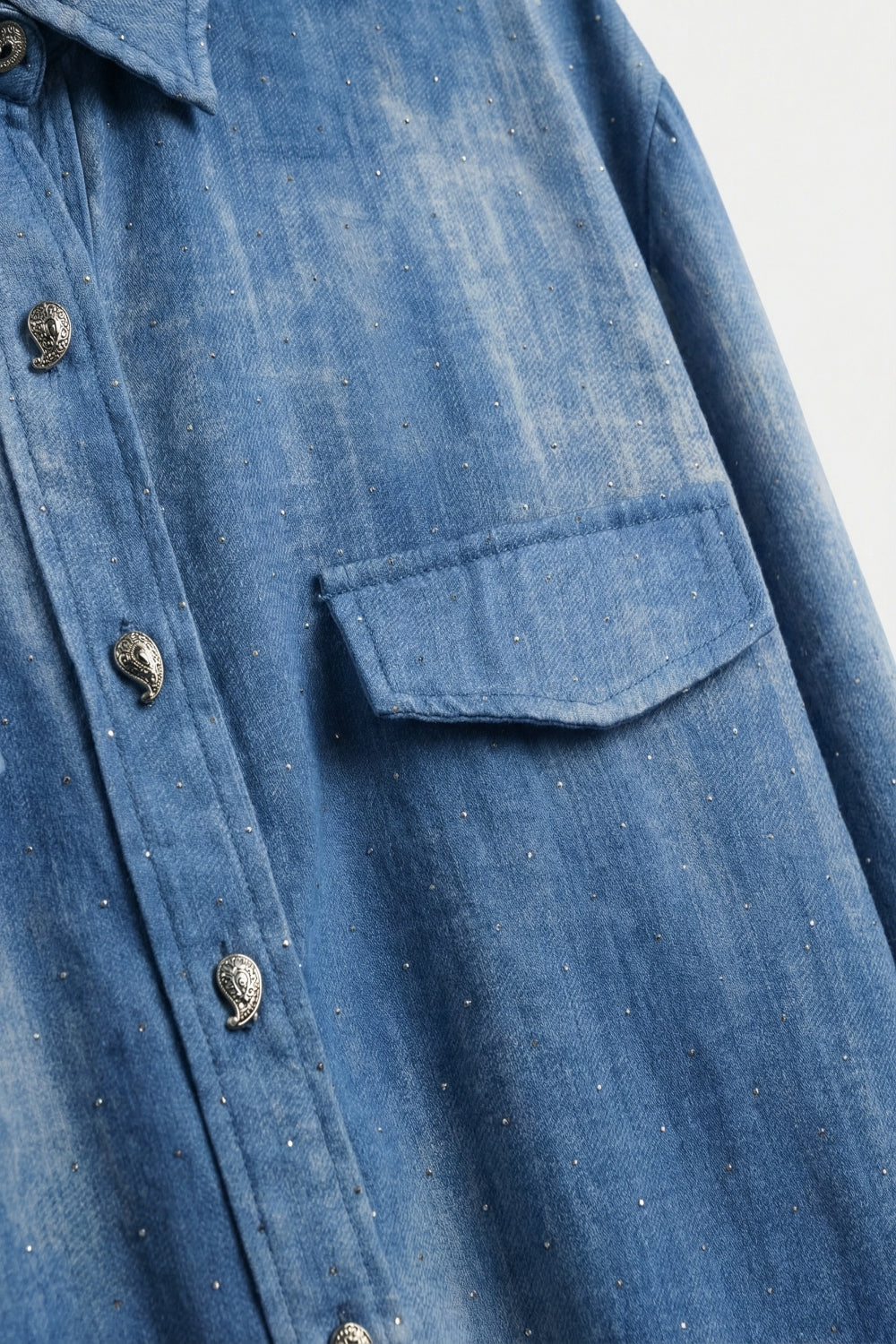 Blue tie dye Shirt in chiffon with strass details