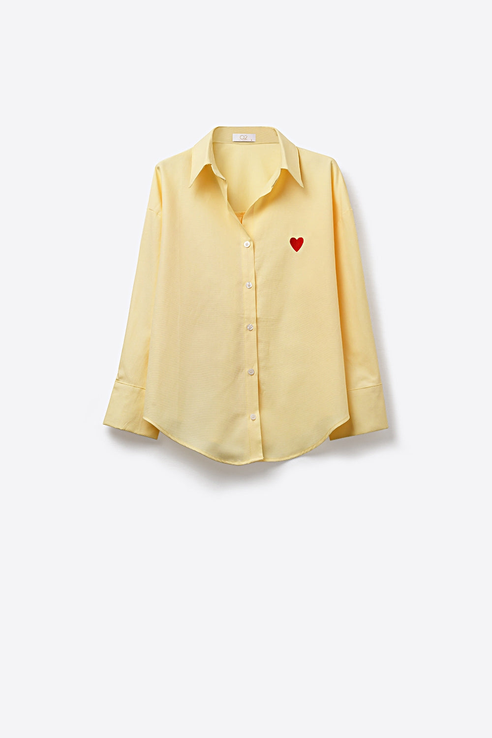 Yellow Button-Down Shirt with Heart Detail