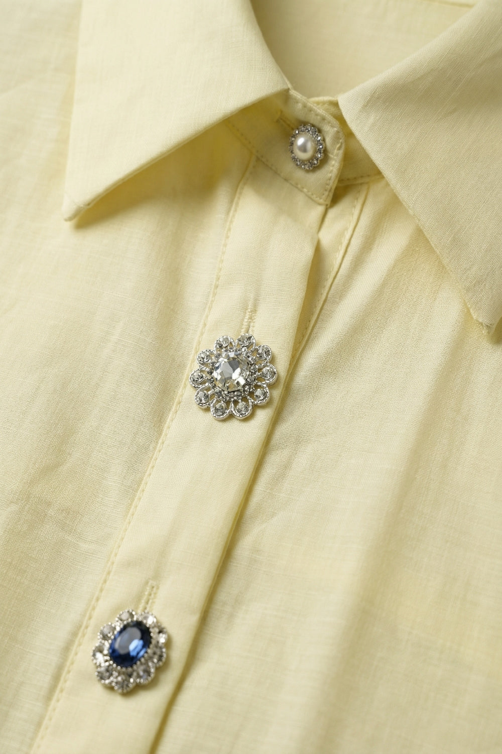 Butter Yellow Button-Up Shirt with buttons on cuff