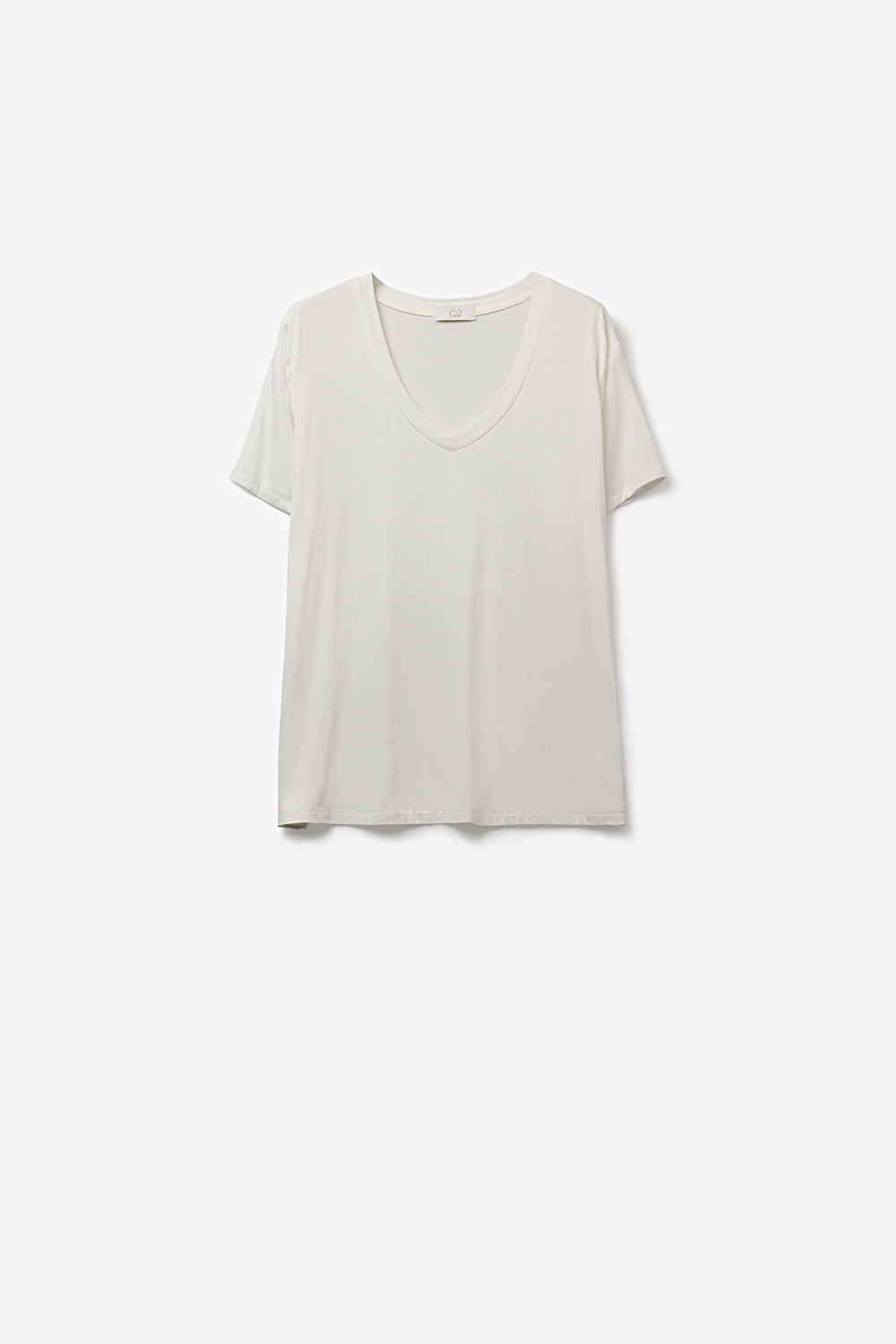 White Soft wide V-Neck t-shirt in viscose fabric