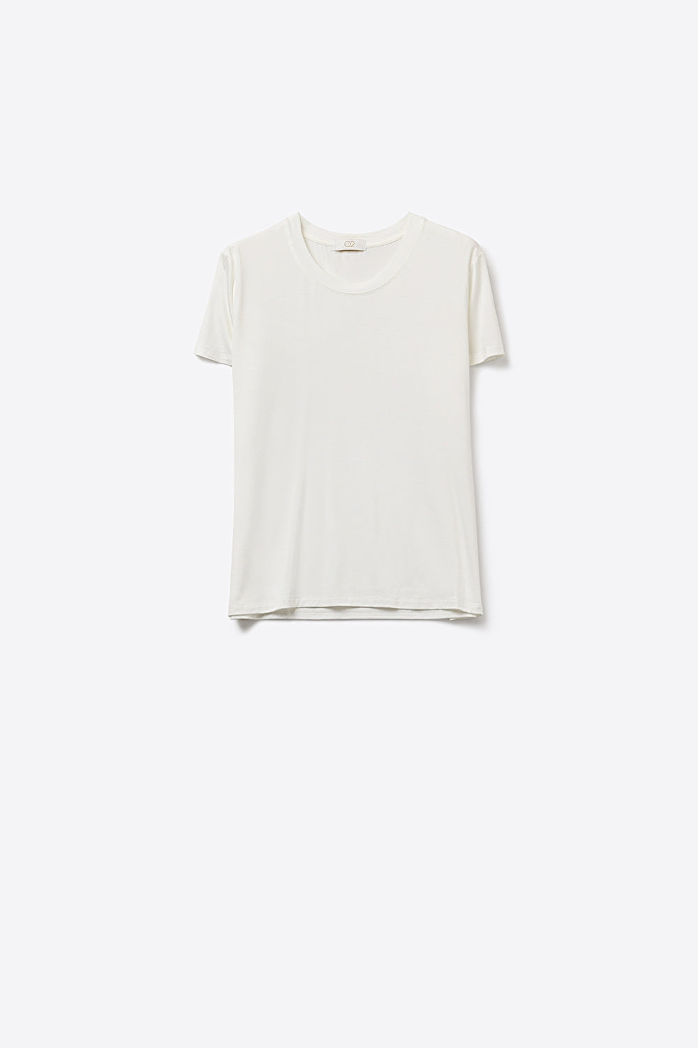 White basic Crew Neck Short Sleeve T-shirt in viscose fabric