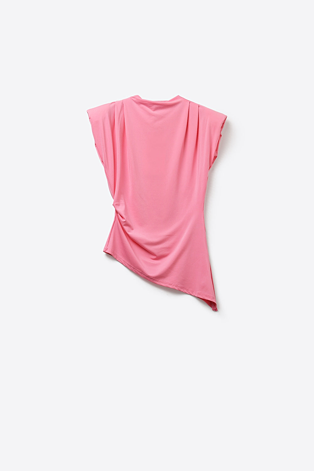 Pink Draped Sleeveless Asymmetric Top for Women