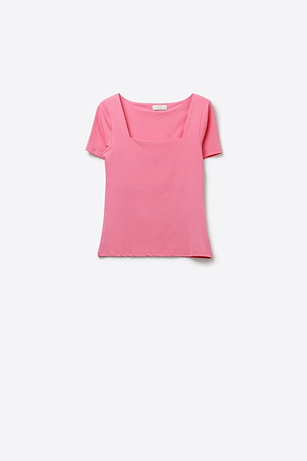 UNIKCOSA Pink Short Sleeve Square Neck Stretch Top