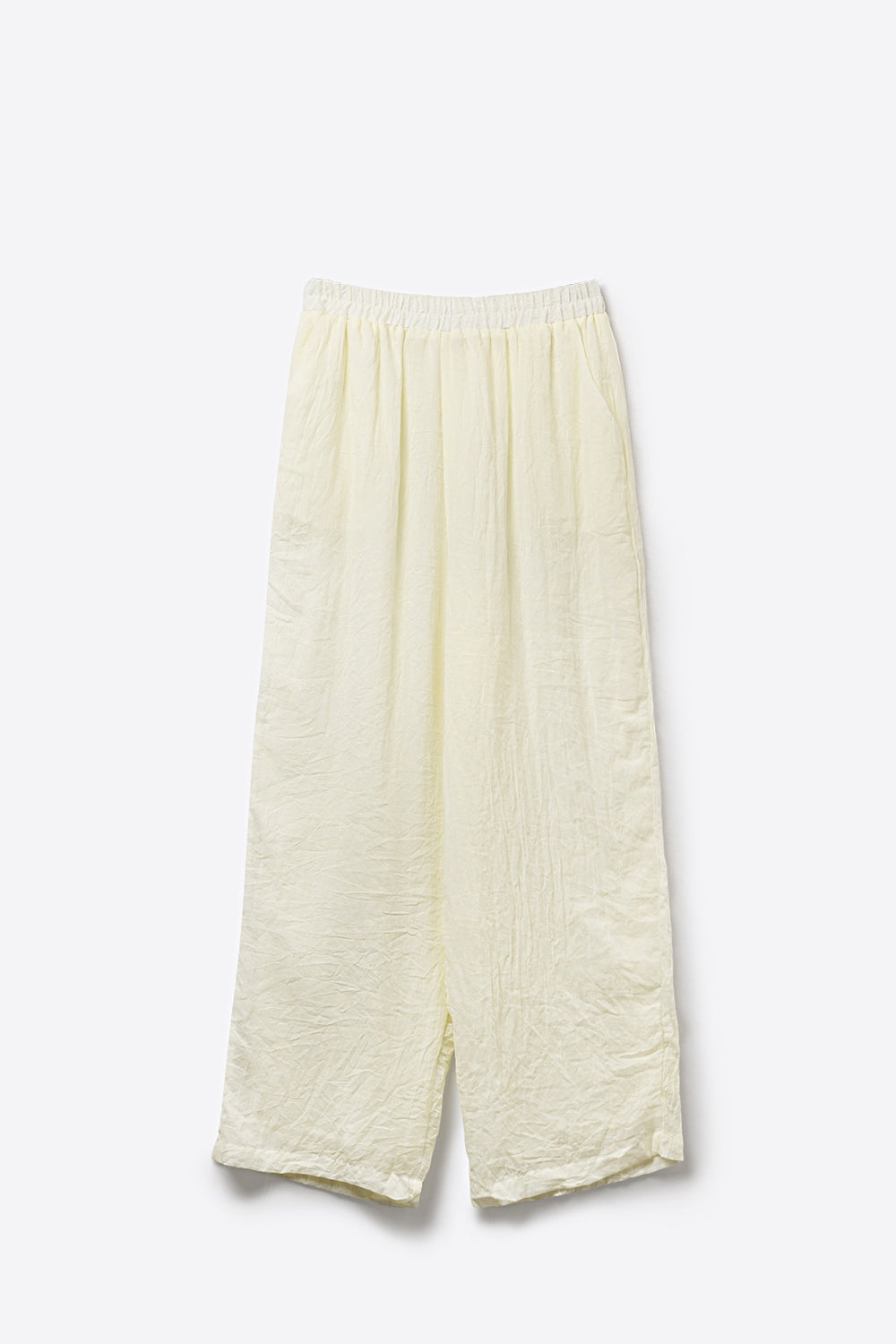 Cream Wide-Leg Pants with sheer fabric