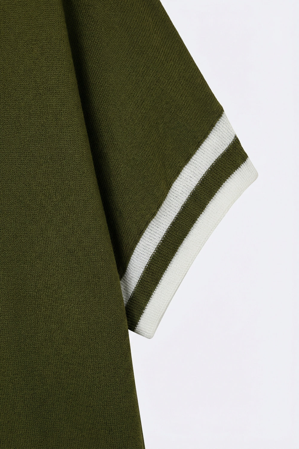 UNIKCOSA Olive Green fine Knited sweater with Striped Cuffs
