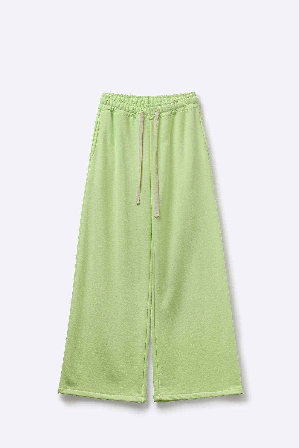 Green Knit Straiht Fit Sweatpants with elastic waist and Tie