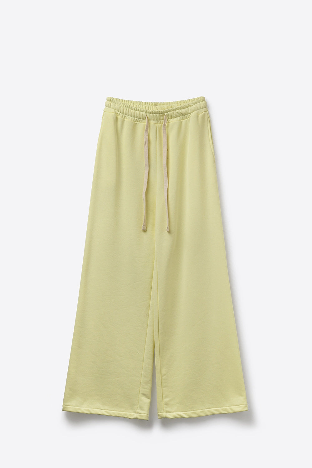 Yellow Knit Straight Fit Sweatpants with elastic waist and Tie