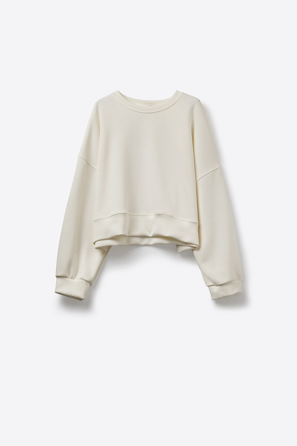 Crew Neck Dropped Shoulder Basic Sweatshirt in Cream