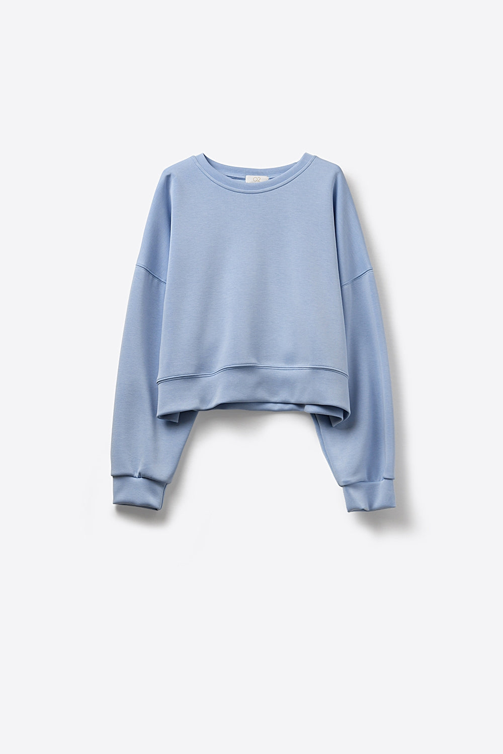 Crew Neck Dropped Shoulder Basic Sweatshirt in Blue