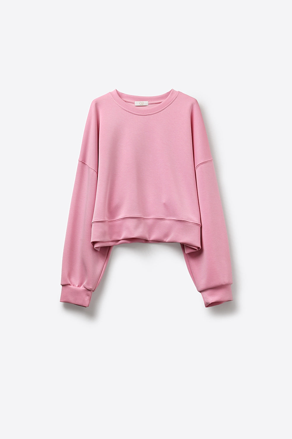 Crew Neck Dropped Shoulder Basic Sweatshirt in Pink