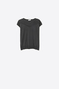 Black Knit Cap Sleeve Top with Textured Yoke Detail