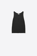 Black Ribbed Knit V-Neck Tank Top