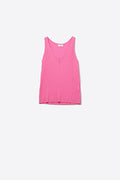 Pink Ribbed Knit V-Neck Tank Top