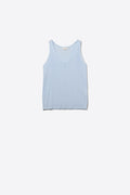 Light Blue Ribbed Knit V-Neck Tank Top