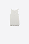 White Ribbed V-Neck Sleeveless Knit Tank Top