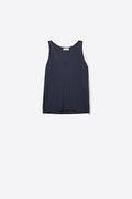 Navy Ribbed Knit V-Neck Tank Top