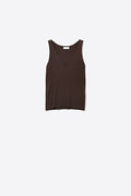 Brown Ribbed Knit V-Neck Tank Top
