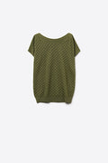 Olive Green Textured Knit Short Sleeve Sweater Top