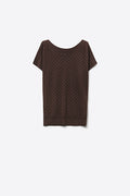 Brown Knit Short Sleeve Relaxed Fit Sweater