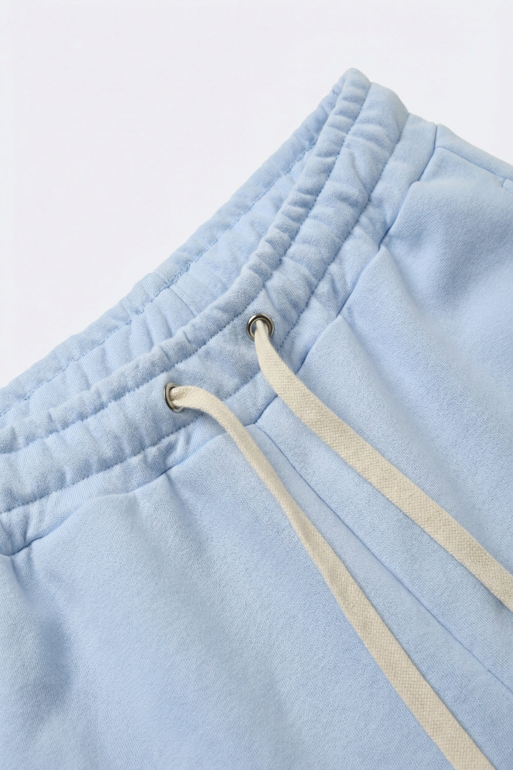 Baby Blue Knit Straight Fit Sweatpants with elastic waist and Tie
