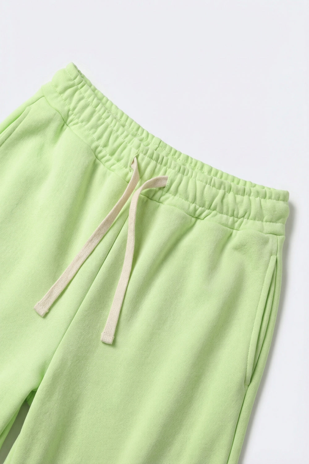 Green Knit Straiht Fit Sweatpants with elastic waist and Tie