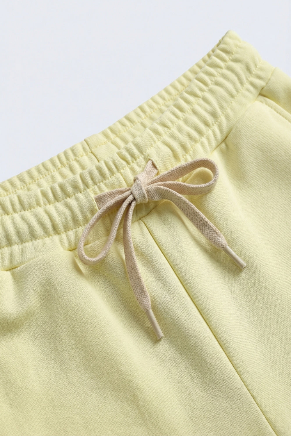 Yellow Knit Straight Fit Sweatpants with elastic waist and Tie