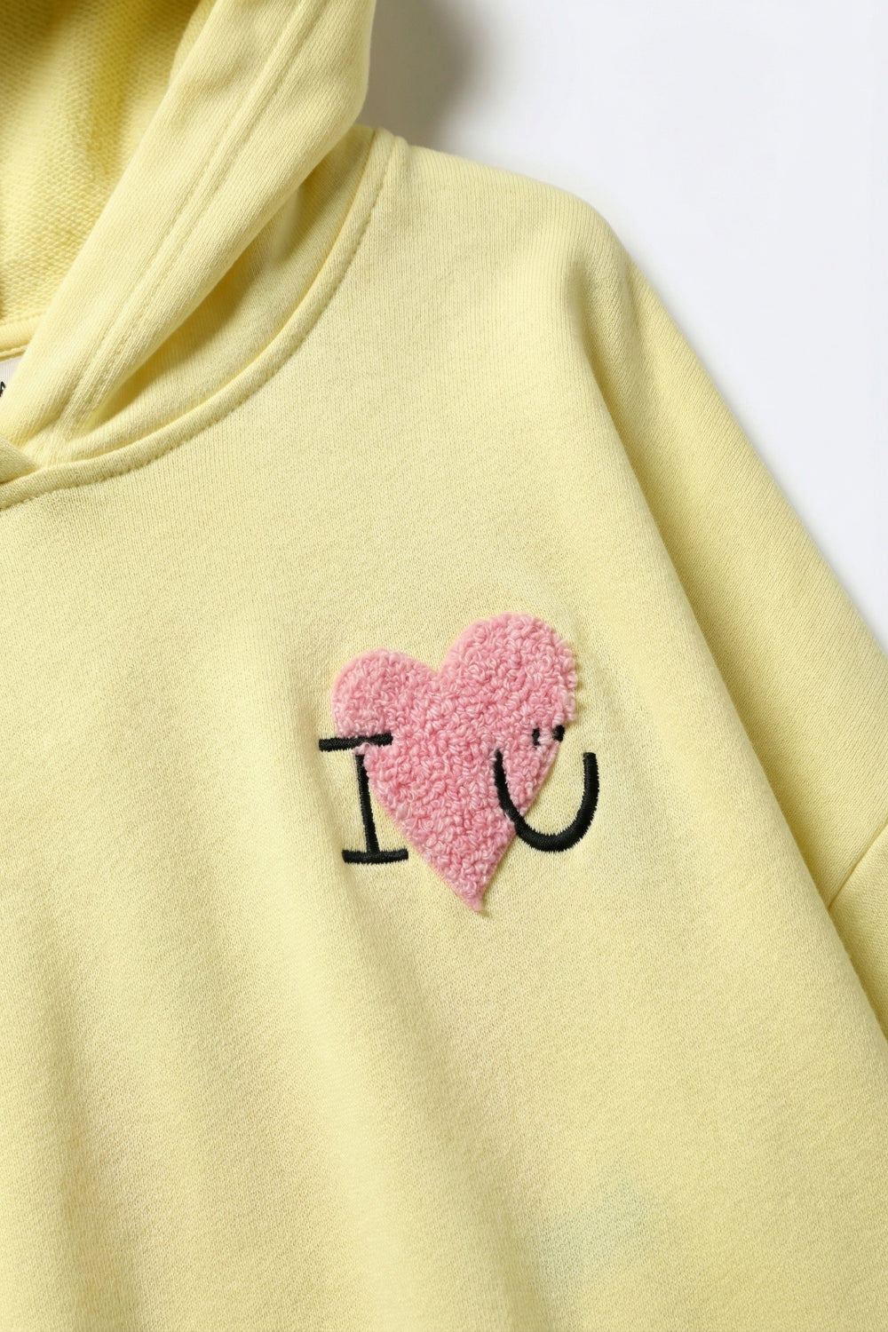 Yellow Super-Soft Hoodie with Bouclé Heart Graphic