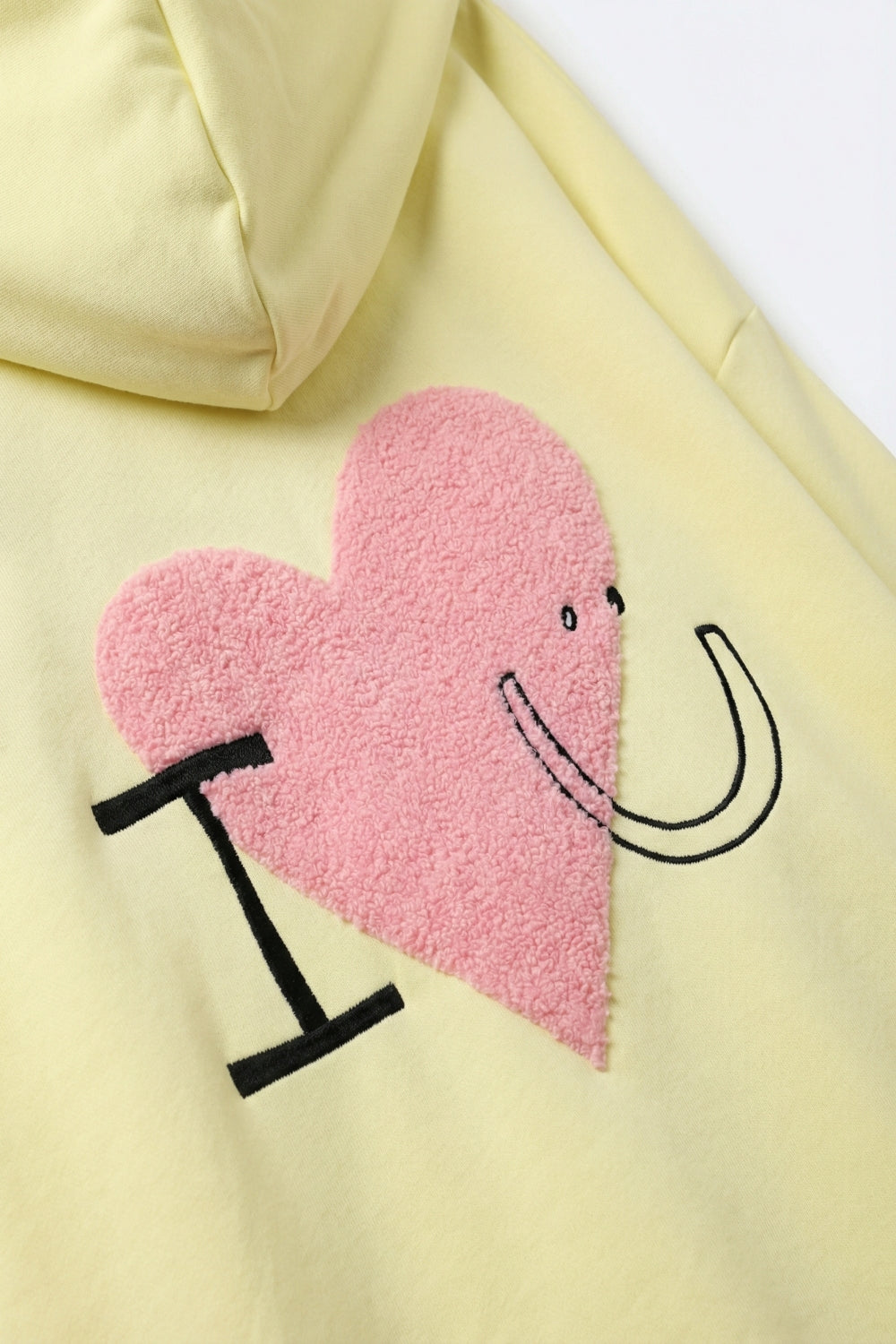 Yellow Super-Soft Hoodie with Bouclé Heart Graphic