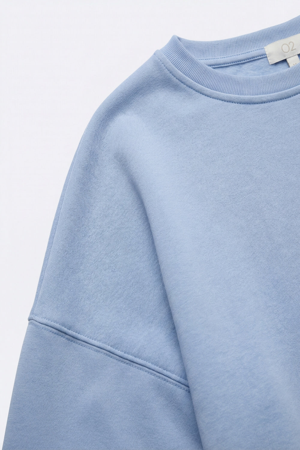 Crew Neck Dropped Shoulder Basic Sweatshirt in Blue