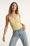 Knit Buttoned Crop Top in yellow color