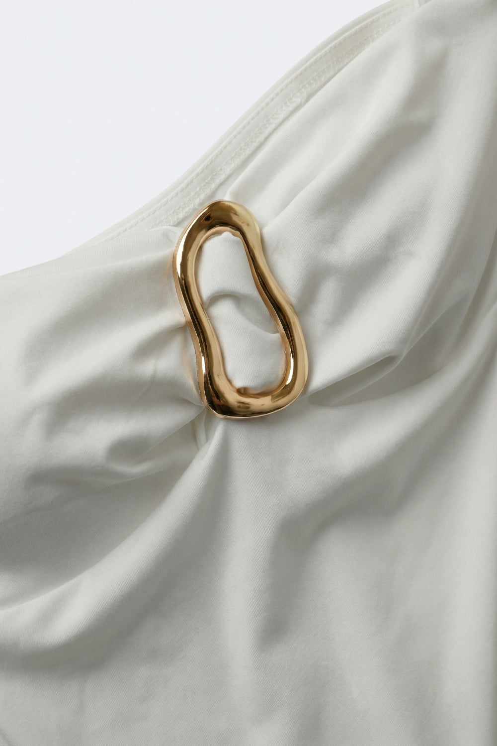 White Strapless Bodysuit with Gold Accent Detail