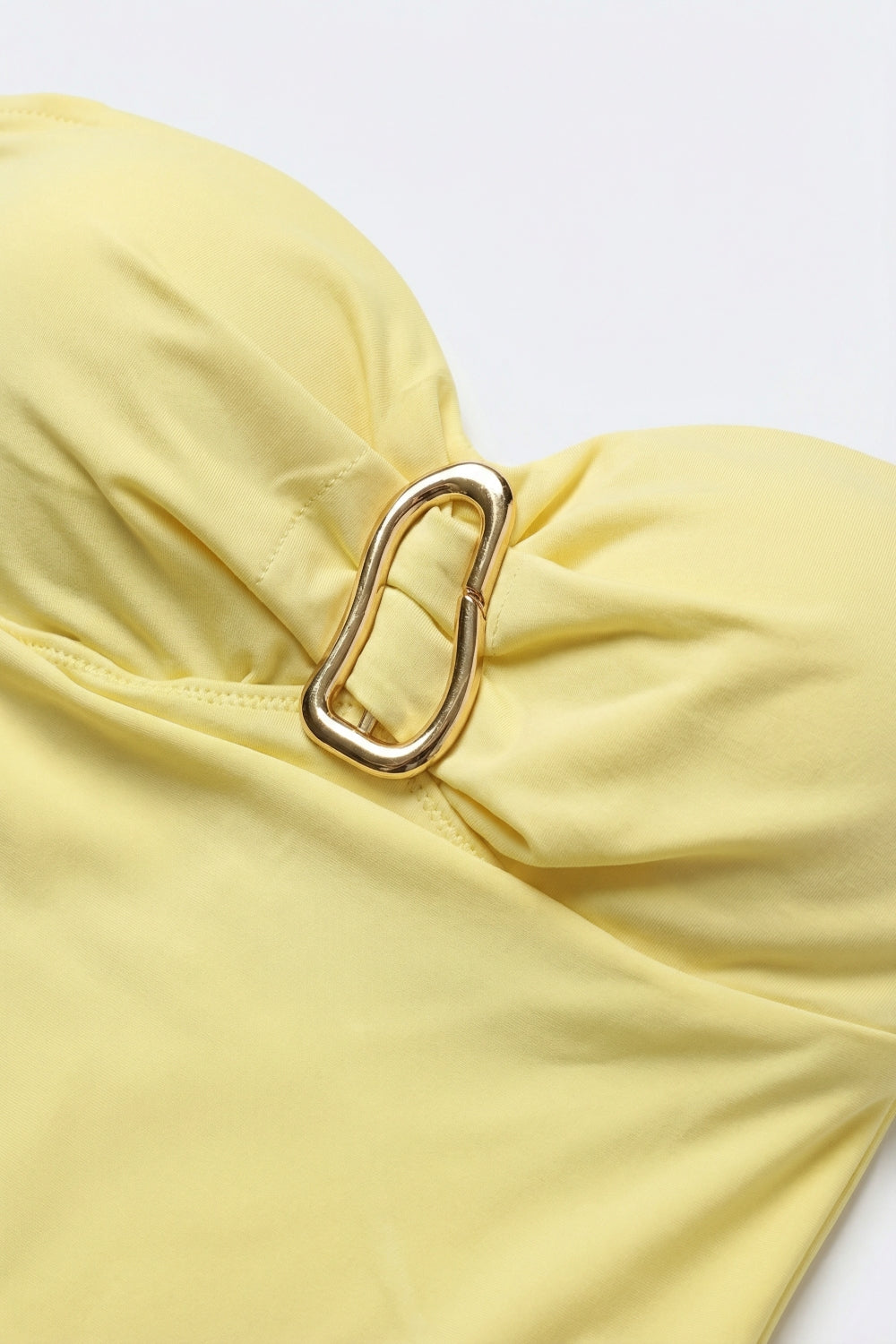 Yellow Strapless Bodysuit with Buckle Detail