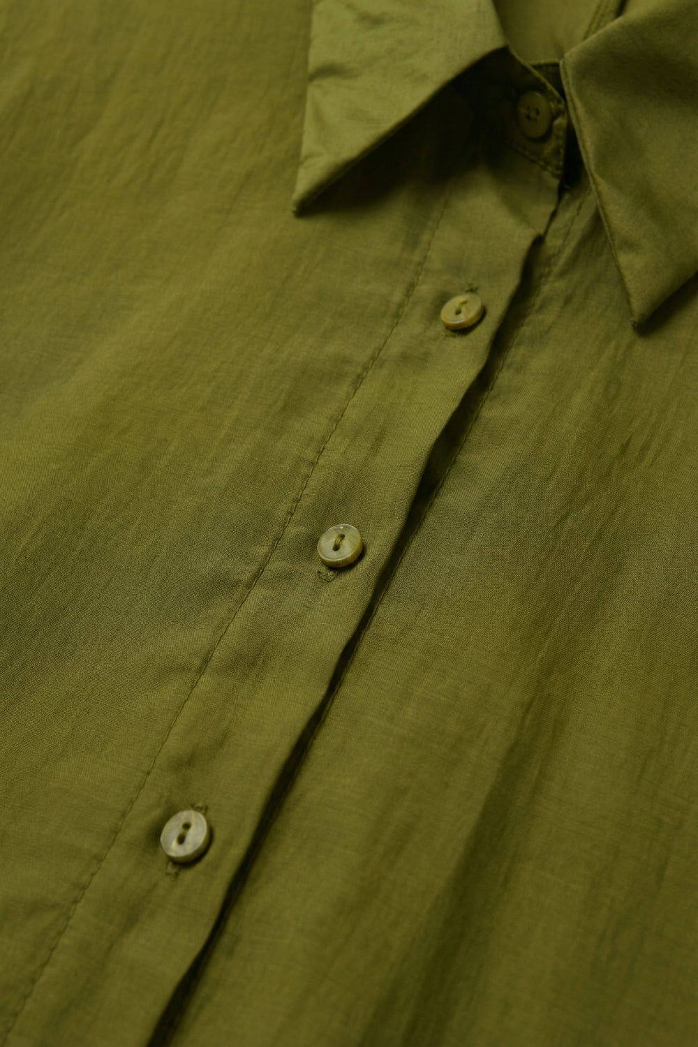 shiny satin Shirt with Relaxed Fit in olive color