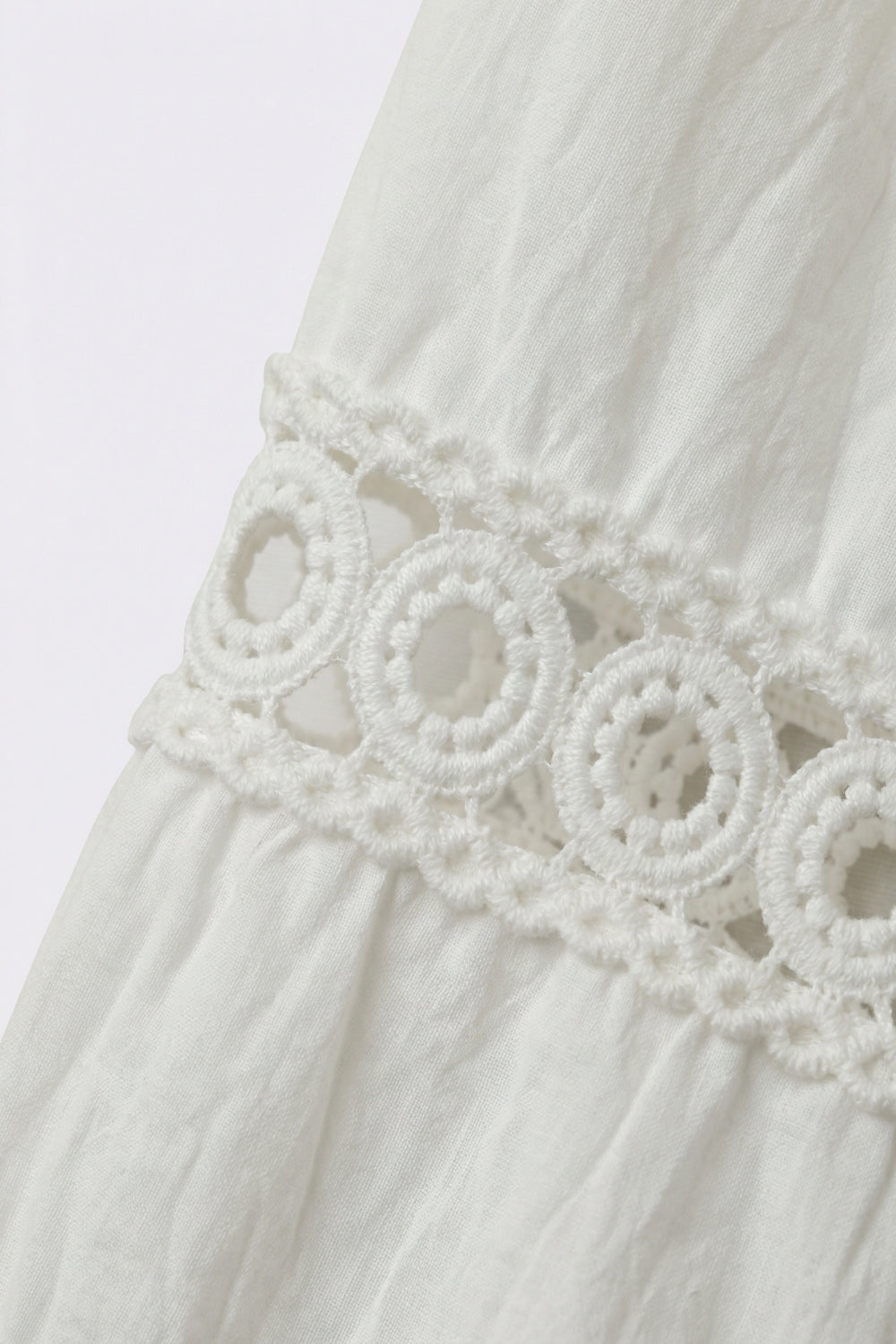 Lace chrochet Detail Button-Front Blouse in white