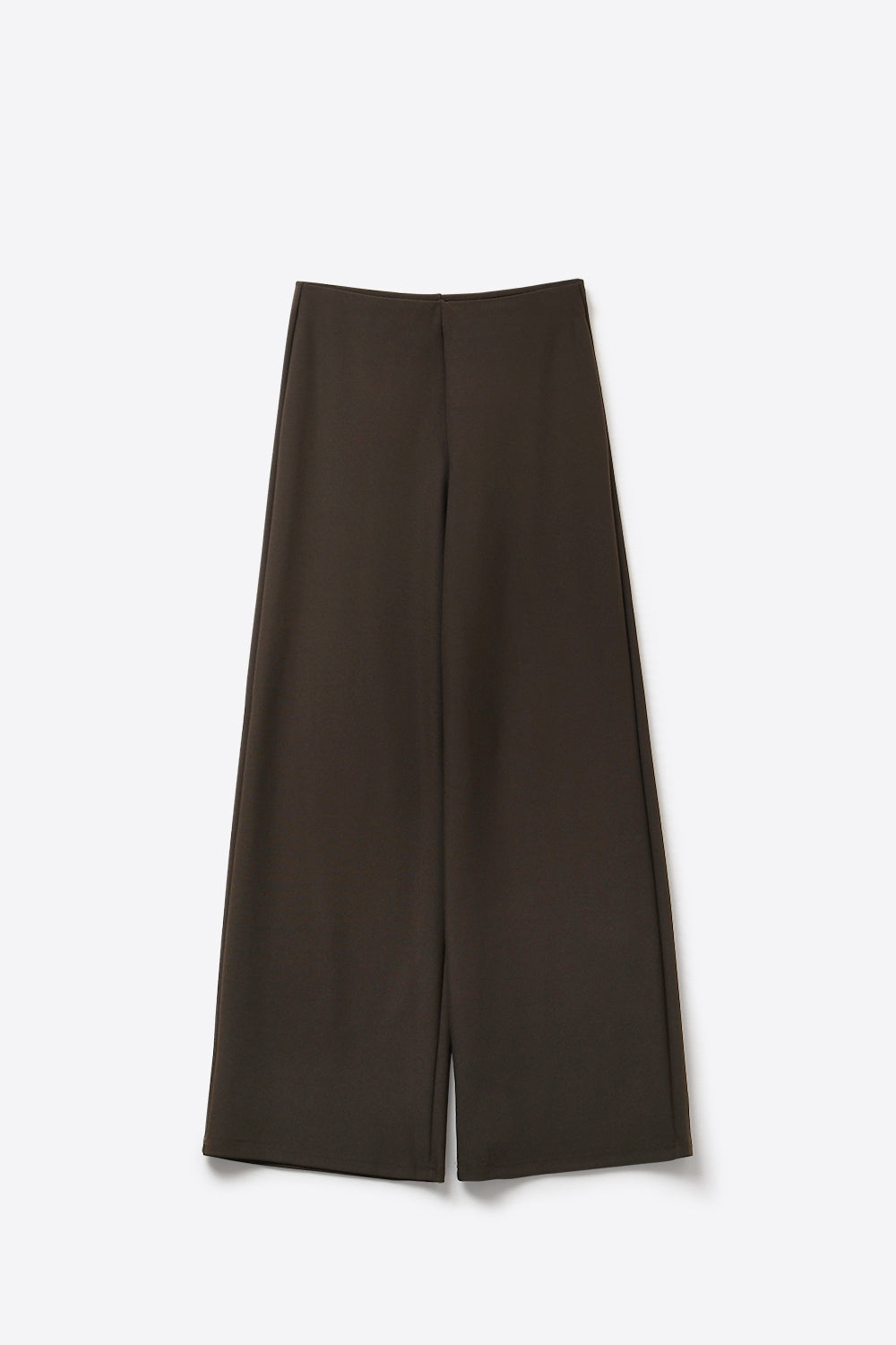 chocolate Brown Wide-Leg Stretch Knit Pants without waistband