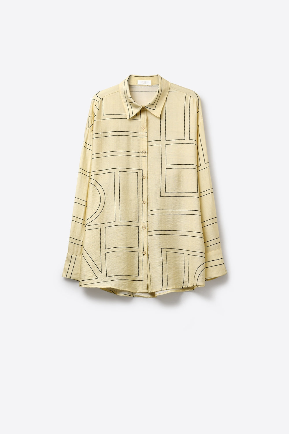 Beige Geometric Pattern Button-Down Shirt