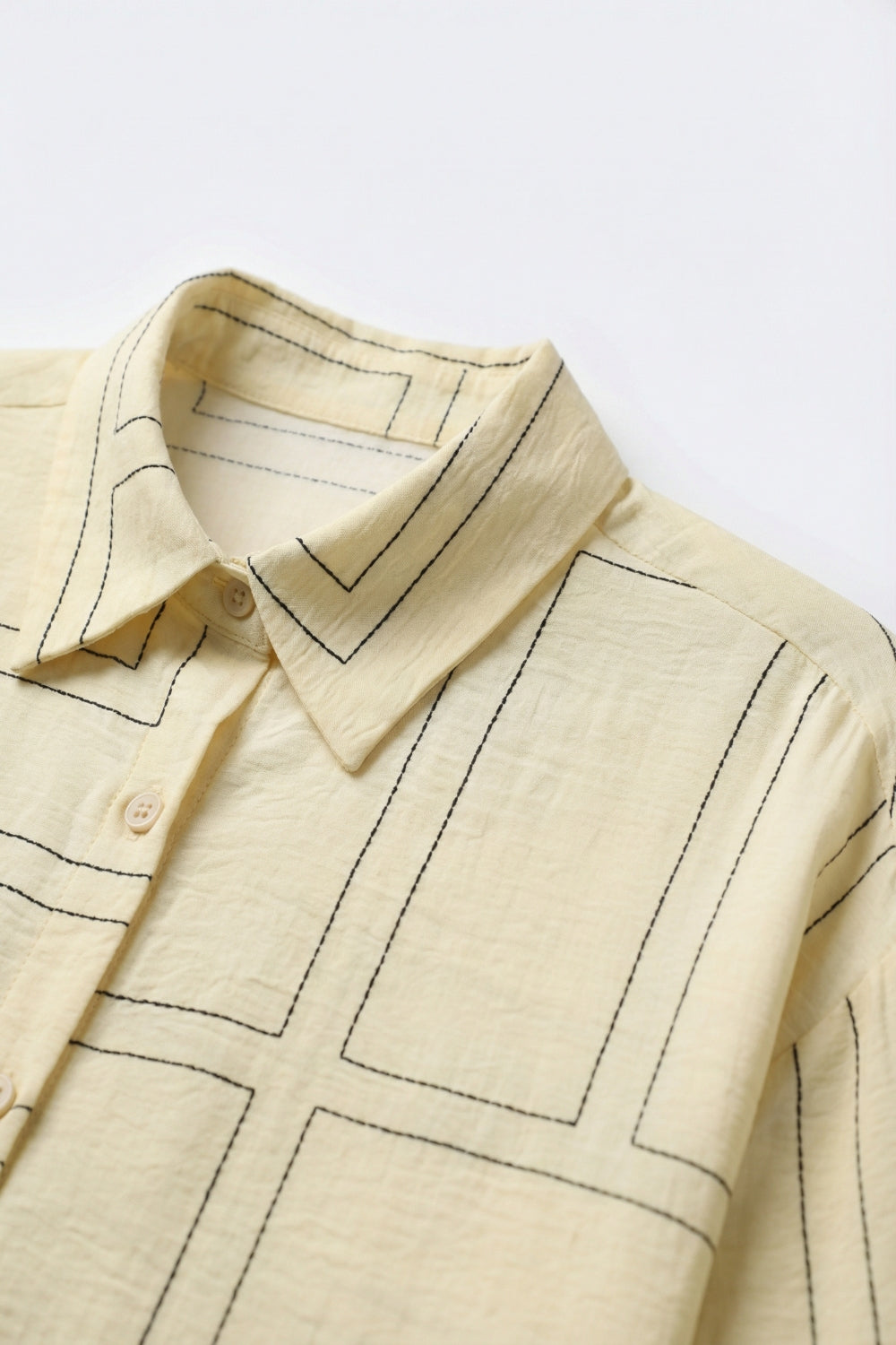 Beige Geometric Pattern Button-Down Shirt