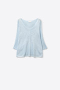 Light Blue Knit V-Neck Sweater with Sparkle Detail